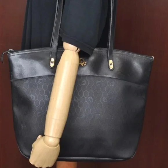 Authentic Christian Dior Honeycomb Shoulder Tote Bag PVC Leather Black - Picture 13 of 13